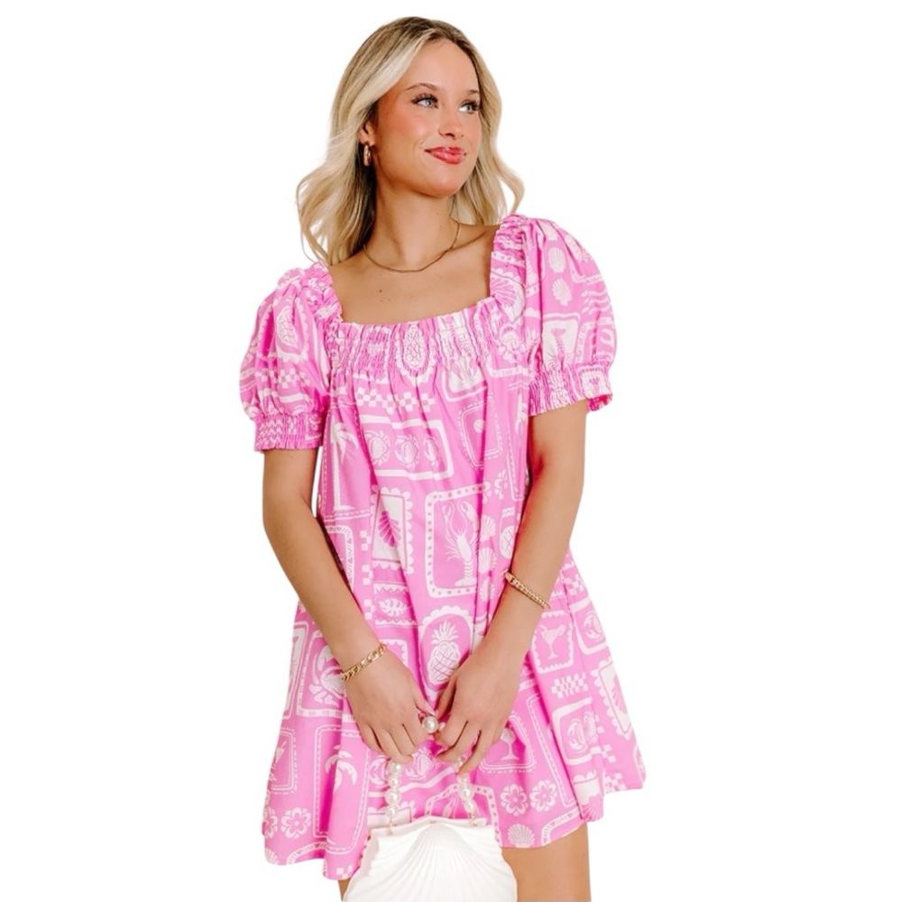 Peach Love California “On Tropic Time” Mini Dress in Pink – Size Medium